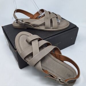 Frye Tait Softy Criss Cross Grey Strappy Slingback Sandal